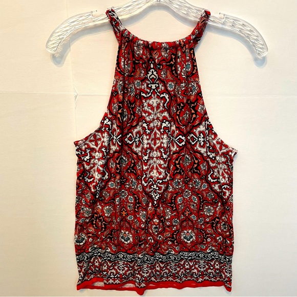 Max Studio Women’s Red & Black Paisley Halter Sleeveless Tank Top Sz M - Picture 2 of 7